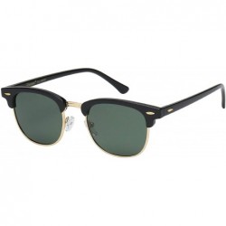 Wayfarer Unisex Retro Classic Stylish Malcom Half Frame Polarized Sunglasses - Gloss Black - Olive - C8187UCDWA3 $10.96