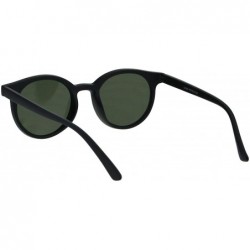 Round Designer Fashion Sunglasses Round Horn Rim Unisex Shades UV 400 - Matte Black - C818HSH4LHX $8.31