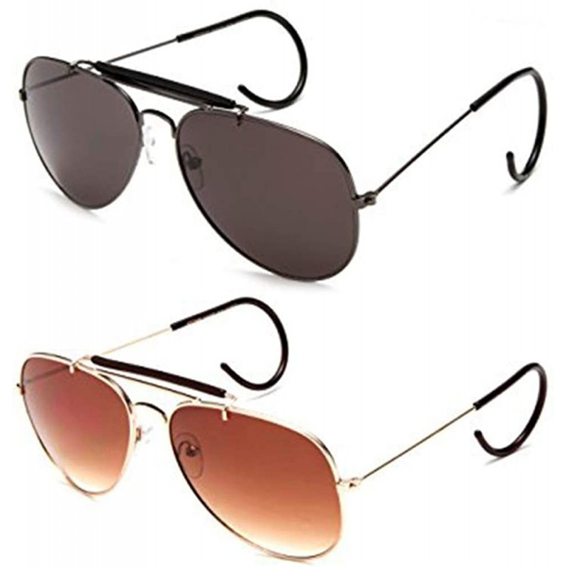 Aviator Timeless Classic Aviator Sunglasses with Brow Bar and Cable Wire Wrap Ears Temples Secured Fit - CV184A8OSWR $15.73