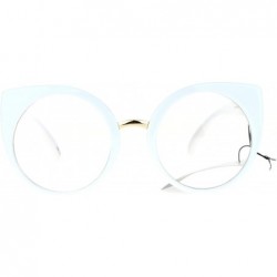 Round Round Circle Lens Cat Eye Clear Lens Eye Glasses - White - CJ12D63NAPF $8.10