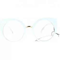Round Round Circle Lens Cat Eye Clear Lens Eye Glasses - White - CJ12D63NAPF $17.92