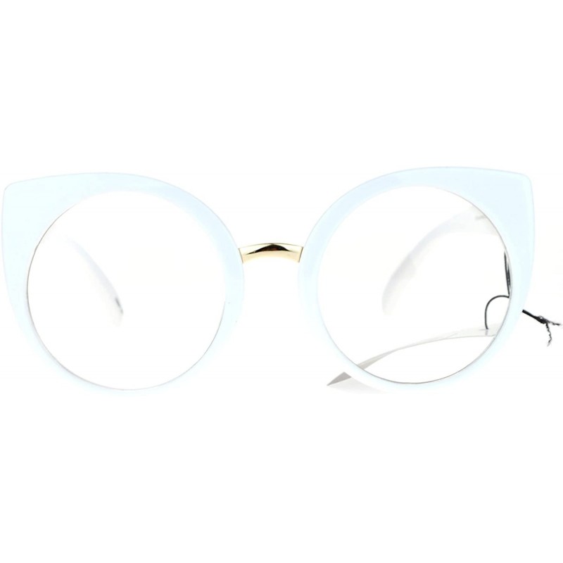 Round Round Circle Lens Cat Eye Clear Lens Eye Glasses - White - CJ12D63NAPF $8.10