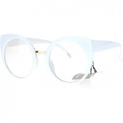 Round Round Circle Lens Cat Eye Clear Lens Eye Glasses - White - CJ12D63NAPF $8.10