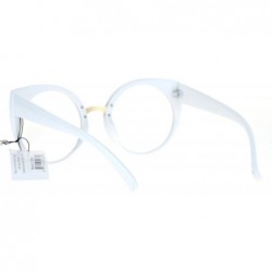 Round Round Circle Lens Cat Eye Clear Lens Eye Glasses - White - CJ12D63NAPF $8.10