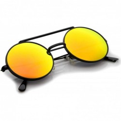 Round Mid Size Flip-Up Colored Mirror Lens Round Django Sunglasses 49mm - Black / Orange Mirror - CJ12N2T3O47 $8.00