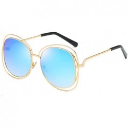 Oversized Solar glasses - circular frames - sunglasses - bimetallic rings - anti-ultraviolet women's style - B - CM18Q70SH88 ...