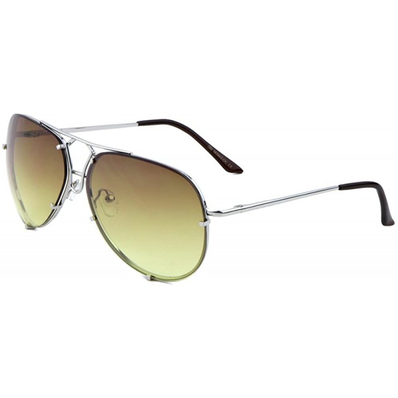 Aviator Fashion Aviator Sunglasses Oceanic Color Lens Metal Rimmed Mens Womens - Silver/Brown - CB17XXQDNDW $10.98