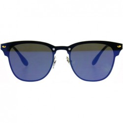 Rimless Mens Flat Panel Rimless Horn Rim Hipster Rectangular Sunglasses - Blue Mirror - CZ188I07AMC $16.20