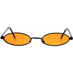 Oval Mens Oval Narrow Metal Rim Round Hippie Color Lens Sunglasses - Black Orange - CE18CLOUO63 $17.80