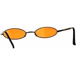 Oval Mens Oval Narrow Metal Rim Round Hippie Color Lens Sunglasses - Black Orange - CE18CLOUO63 $9.62