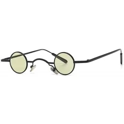 Round Tiny Sunglasses Round Retro Metal Men Punk Sun Glasses Women Eyewear - Olive Green Lens - CZ18W425ASI $21.59