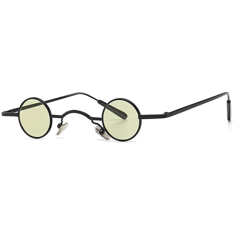 Round Tiny Sunglasses Round Retro Metal Men Punk Sun Glasses Women Eyewear - Olive Green Lens - CZ18W425ASI $9.09