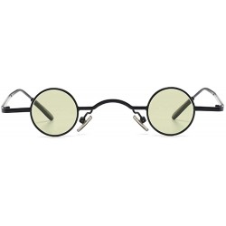 Round Tiny Sunglasses Round Retro Metal Men Punk Sun Glasses Women Eyewear - Olive Green Lens - CZ18W425ASI $9.09