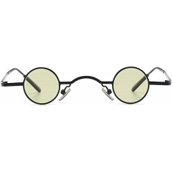 Round Tiny Sunglasses Round Retro Metal Men Punk Sun Glasses Women Eyewear - Olive Green Lens - CZ18W425ASI $9.09