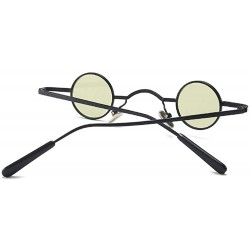 Round Tiny Sunglasses Round Retro Metal Men Punk Sun Glasses Women Eyewear - Olive Green Lens - CZ18W425ASI $9.09