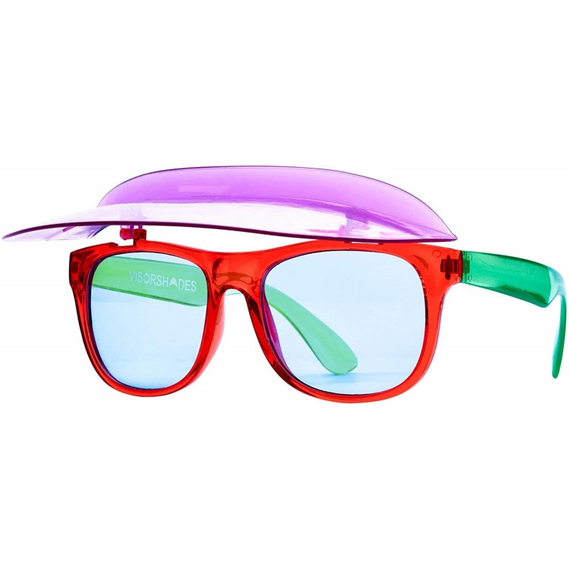 Shield Rave Party and Festival Visor Sunglasses with Foldable Visor - Red - CF18UU0T9LW $12.35