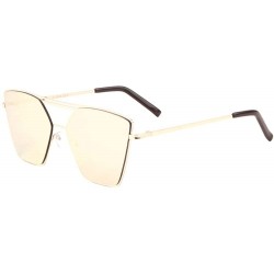 Butterfly Semi Flat Top Thin Flat Metal Frame Geometric Sunglasses - Rose Gold - CB1986MNCRX $26.94