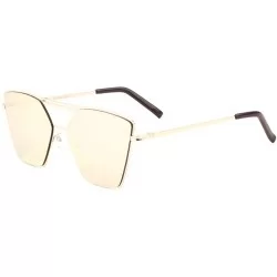 Butterfly Semi Flat Top Thin Flat Metal Frame Geometric Sunglasses - Rose Gold - CB1986MNCRX $26.94