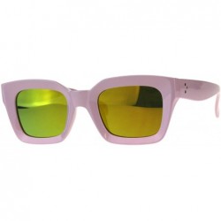 Square Womens Square Rectangular Sunglasses Beveled Frame Mirror Lens UV400 - Pink (Orange Mirror) - C418GL4S04K $10.55