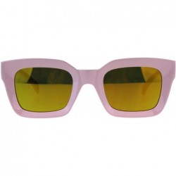 Square Womens Square Rectangular Sunglasses Beveled Frame Mirror Lens UV400 - Pink (Orange Mirror) - C418GL4S04K $10.55