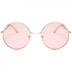 Oversized Retro Round Sunglasses Women Brand Designer Sun Glasses Alloy Mirror Female - Goldgray - CM198ZTEQ7G $32.04