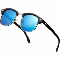 Semi-rimless Semi Rimless Polarized Sunglasses Classic Metal Retro Rivets Sun Glasses - C7185YOZWAD $20.82