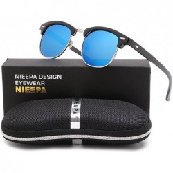 Semi-rimless Semi Rimless Polarized Sunglasses Classic Metal Retro Rivets Sun Glasses - C7185YOZWAD $12.71