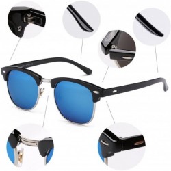 Semi-rimless Semi Rimless Polarized Sunglasses Classic Metal Retro Rivets Sun Glasses - C7185YOZWAD $12.71