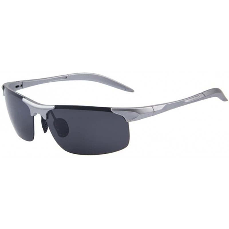 Rimless Men's UV400 Polarized Driving Sunglasses Ultra Lightweight Sun Glasses - Silver - CF17YWEE5CY $8.29