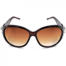 Wayfarer Wayfarer Tooled Sunglasses For Women Rhinestone Western UV 400 Protection Shades With Bling - Coffee - C5199I69RMI $...