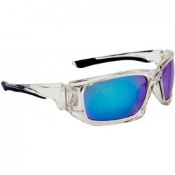 Wrap Wrap Around Motorcycle Riding Biker Sport Mirror Lens Sunglasses - Transparent / Blue - C7189R888TO $24.30