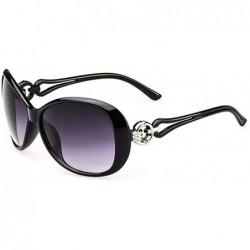 Oval Women Fashion Oval Shape UV400 Framed Sunglasses Sunglasses - Black - C6197H8Q4HK $17.06