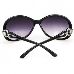 Oval Women Fashion Oval Shape UV400 Framed Sunglasses Sunglasses - Black - C6197H8Q4HK $17.06