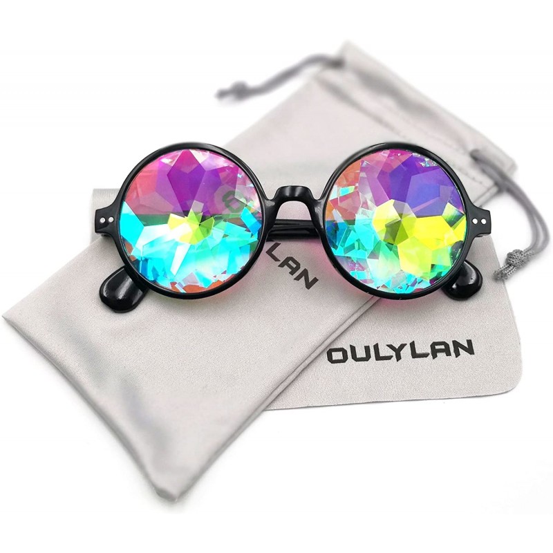 Goggle Kaleidoscope Glasses Rainbow Sunglasses Women Men Party Festival Glasses - Black - CY18DUDUN2E $16.77