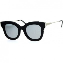 Butterfly Square Butterfly Womens Sunglasses Fashion Mirrored Lens Eyewear UV400 - Black Silver (Silver Mirror) - CC186KTEXEG...