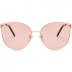 Cat Eye Men and women fashion retro metal big box cat eye sunglasses prom mirror party travel - Pink - CA18T4ASD9E $24.46