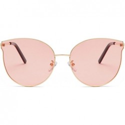 Cat Eye Men and women fashion retro metal big box cat eye sunglasses prom mirror party travel - Pink - CA18T4ASD9E $38.22