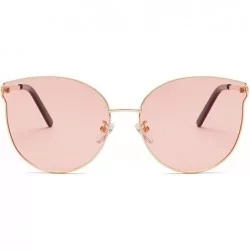 Cat Eye Men and women fashion retro metal big box cat eye sunglasses prom mirror party travel - Pink - CA18T4ASD9E $24.46
