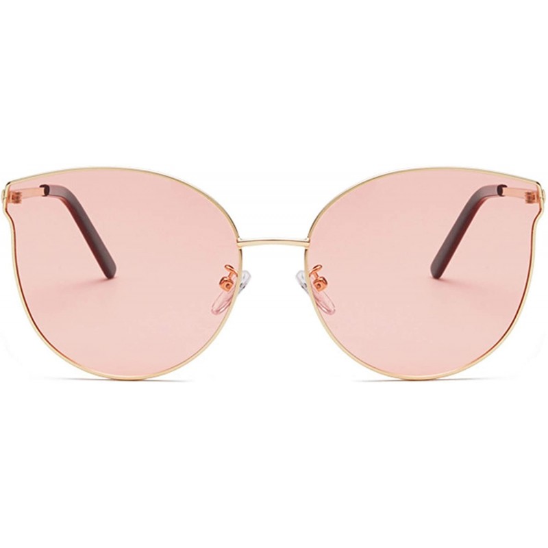 Cat Eye Men and women fashion retro metal big box cat eye sunglasses prom mirror party travel - Pink - CA18T4ASD9E $24.46