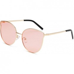 Cat Eye Men and women fashion retro metal big box cat eye sunglasses prom mirror party travel - Pink - CA18T4ASD9E $24.46