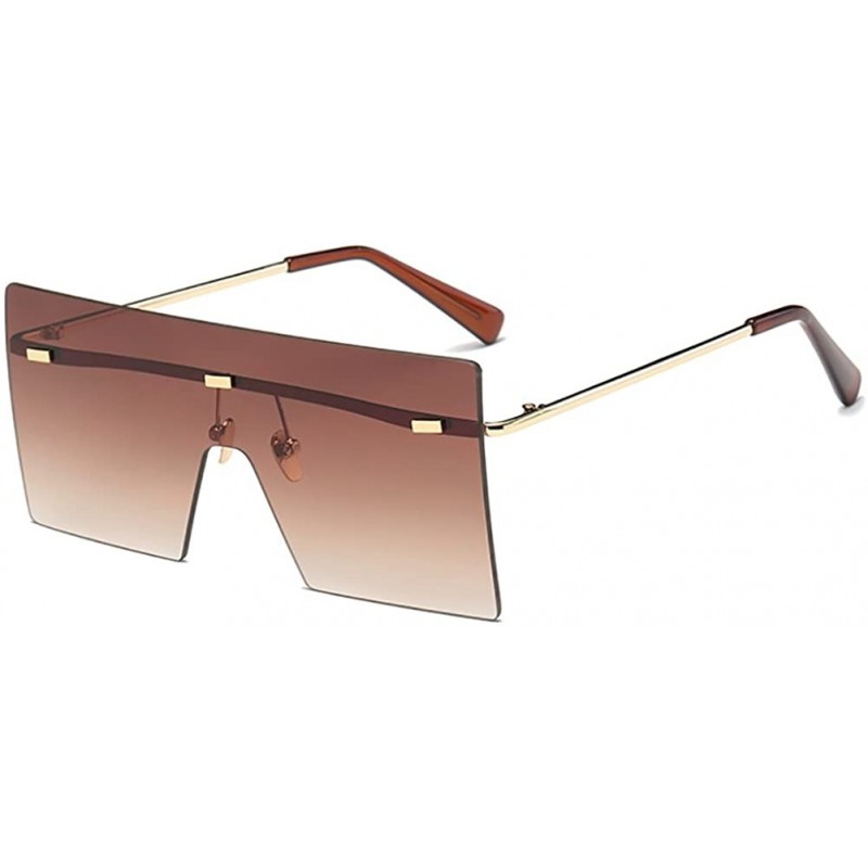 Rimless Modern Fashion Flat Top Flash Mirror Plastic Pilot Sunglasses Rimless Square Frame - Brown - C8189OOCNX5 $14.80