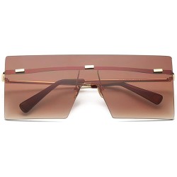 Rimless Modern Fashion Flat Top Flash Mirror Plastic Pilot Sunglasses Rimless Square Frame - Brown - C8189OOCNX5 $14.80