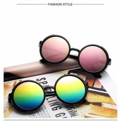 Round Steampunk Sunglasses Goggles Plastic - Black Blue - CI198XWOSU0 $8.47