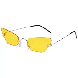 Goggle Frameless Metal Marine Film Sunglasses Trend Irregular Sunglasses - Marine Yellow - CE18X85EUTZ $29.87