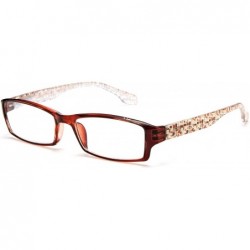 Square Unisex Translucent Spots Design Spring Temple Clear Lens Glasses - Brown - CY11O4D5ND5 $18.57