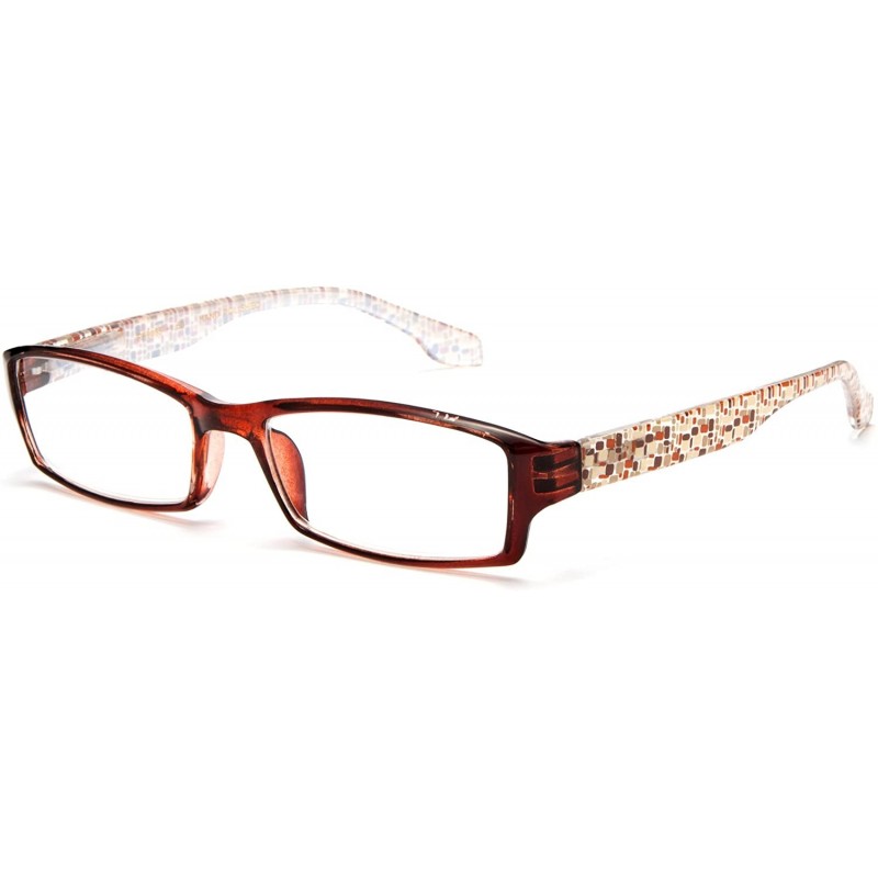 Square Unisex Translucent Spots Design Spring Temple Clear Lens Glasses - Brown - CY11O4D5ND5 $10.79