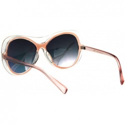 Butterfly Womens Retro Fashion Sunglasses Clear Outline Double Frame UV 400 - Clear Pink (Pink Mirror) - CU18K0Z8WHM $12.65