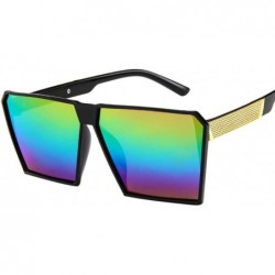 Square Fashion Sunglasses Oversized Square Sunglasses Mirrored Sunglasses Vintage Sun Glasses - D - CH18OXEEZAN $8.69