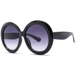 Round Oversized Sunglasses For Women Summer Female Sun Glasses Round Street Fashion - Black - CY18LZD9UKZ $22.11