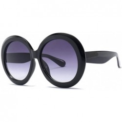 Round Oversized Sunglasses For Women Summer Female Sun Glasses Round Street Fashion - Black - CY18LZD9UKZ $12.22